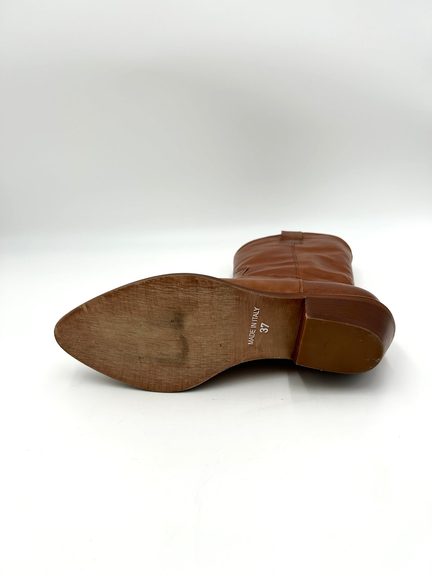 Made in italy Texani in vera pelle - marrone cuoio e bianco - Made In Italy