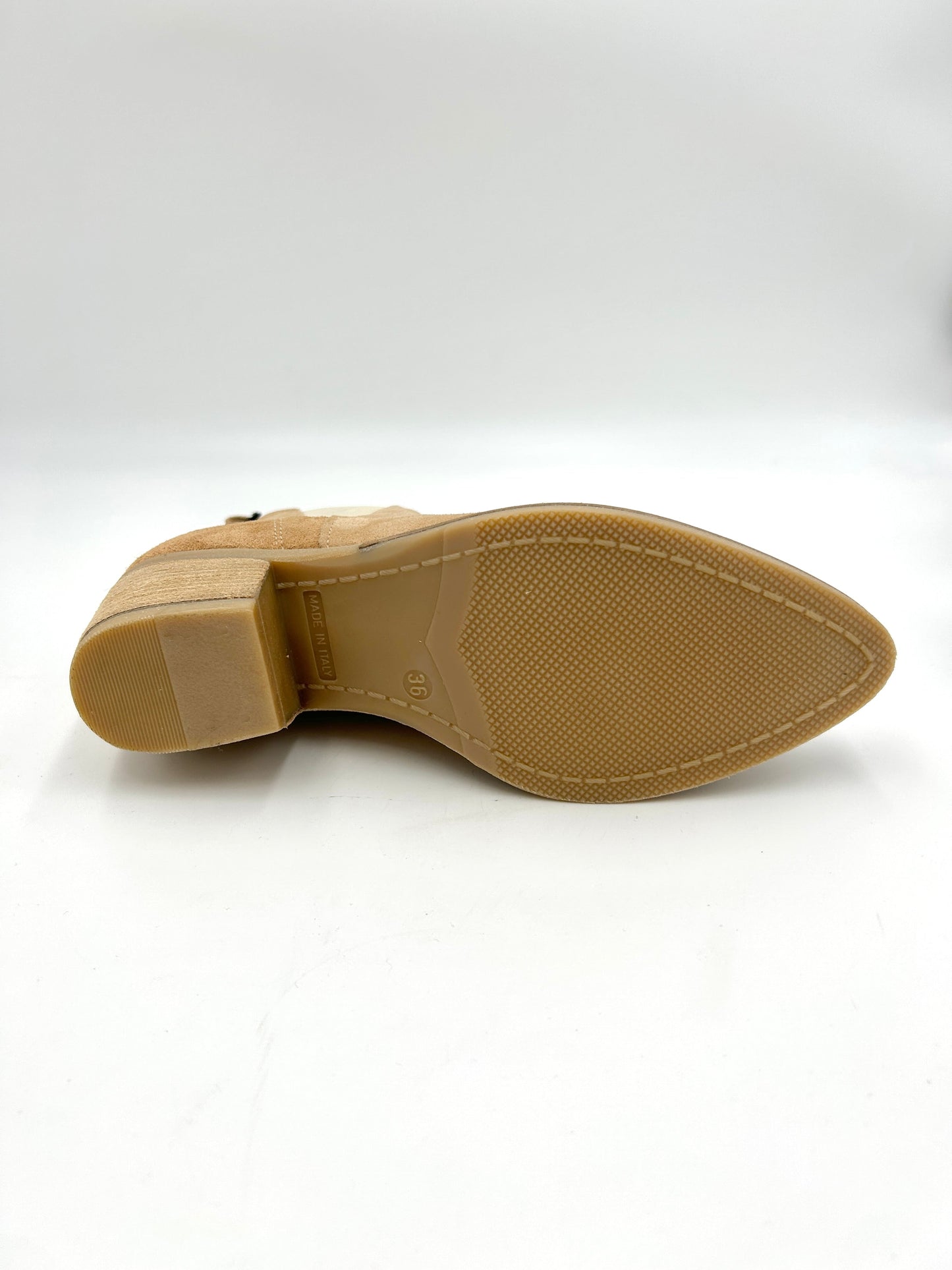 Made in italy Tronchetto Texano, vera pelle - beige - Made In Italy