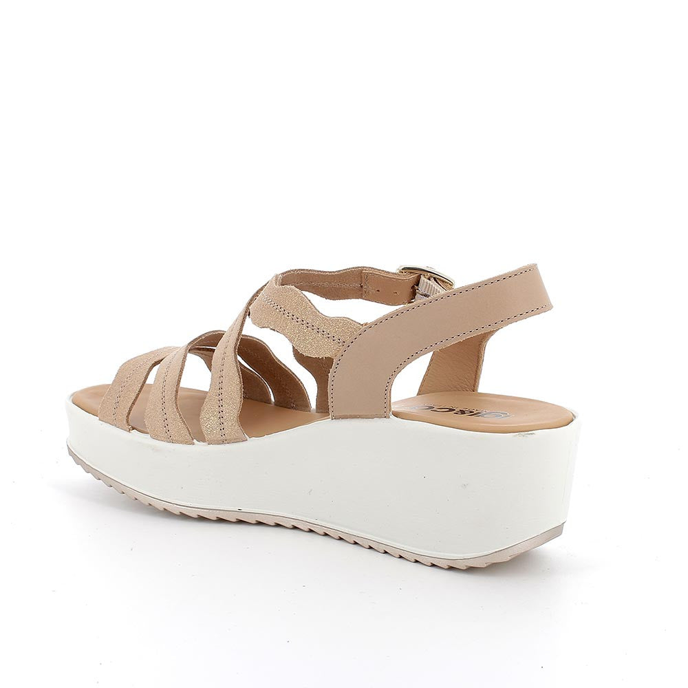 Igi Sandalo con zeppa a fascette in pelle - beige oro - Igi&co