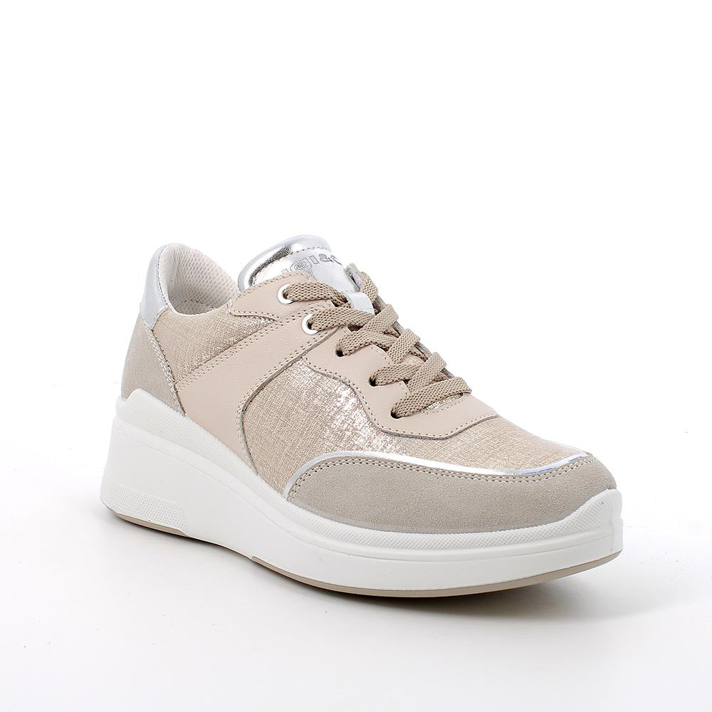 Igi co Sneakers in pelle con zeppa beige platino