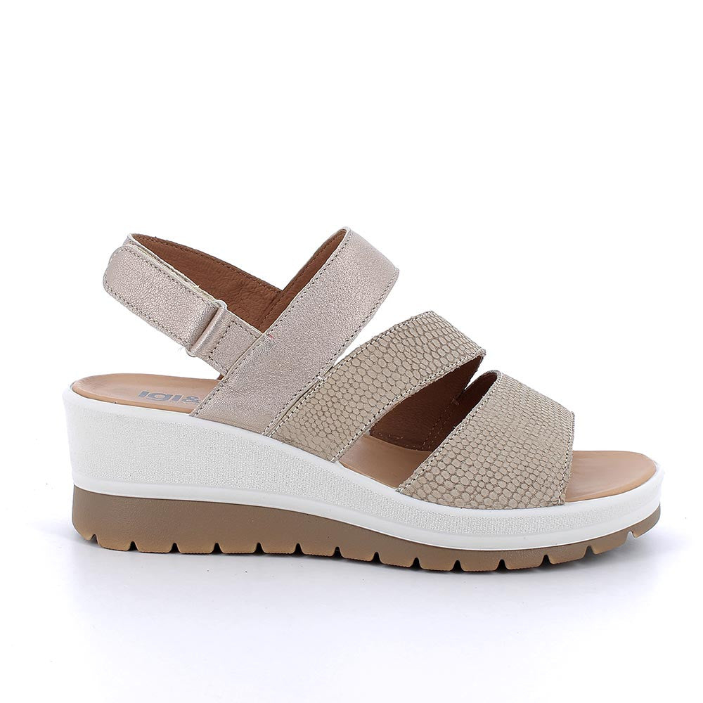 Igi&co Sandalo con zeppa in pelle con fascette - beige iridescente - Igi&co