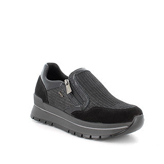 Igi&co Sneakers donna chiusura zip in pelle nero (memory foam)