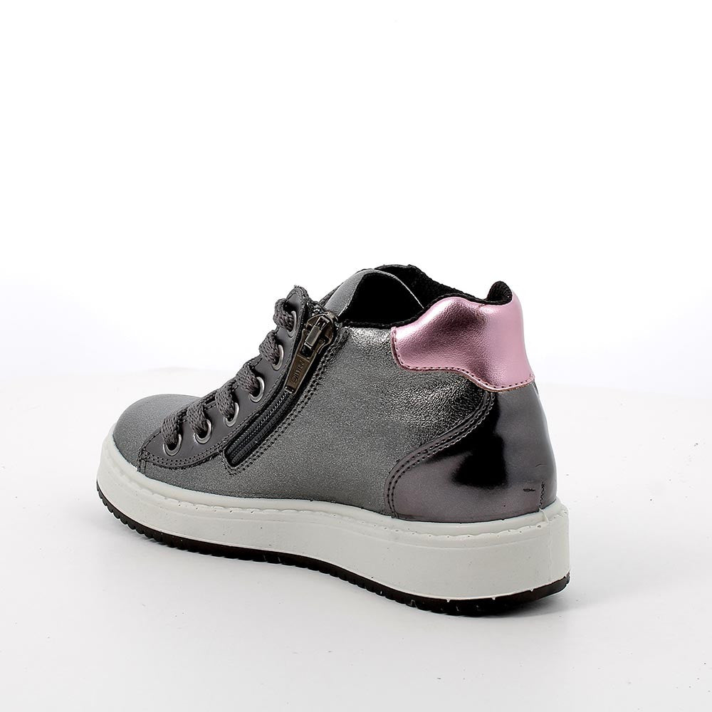 Primigi Sneakers bambina chiusura zip e lacci - grigio e rosa - Primigi