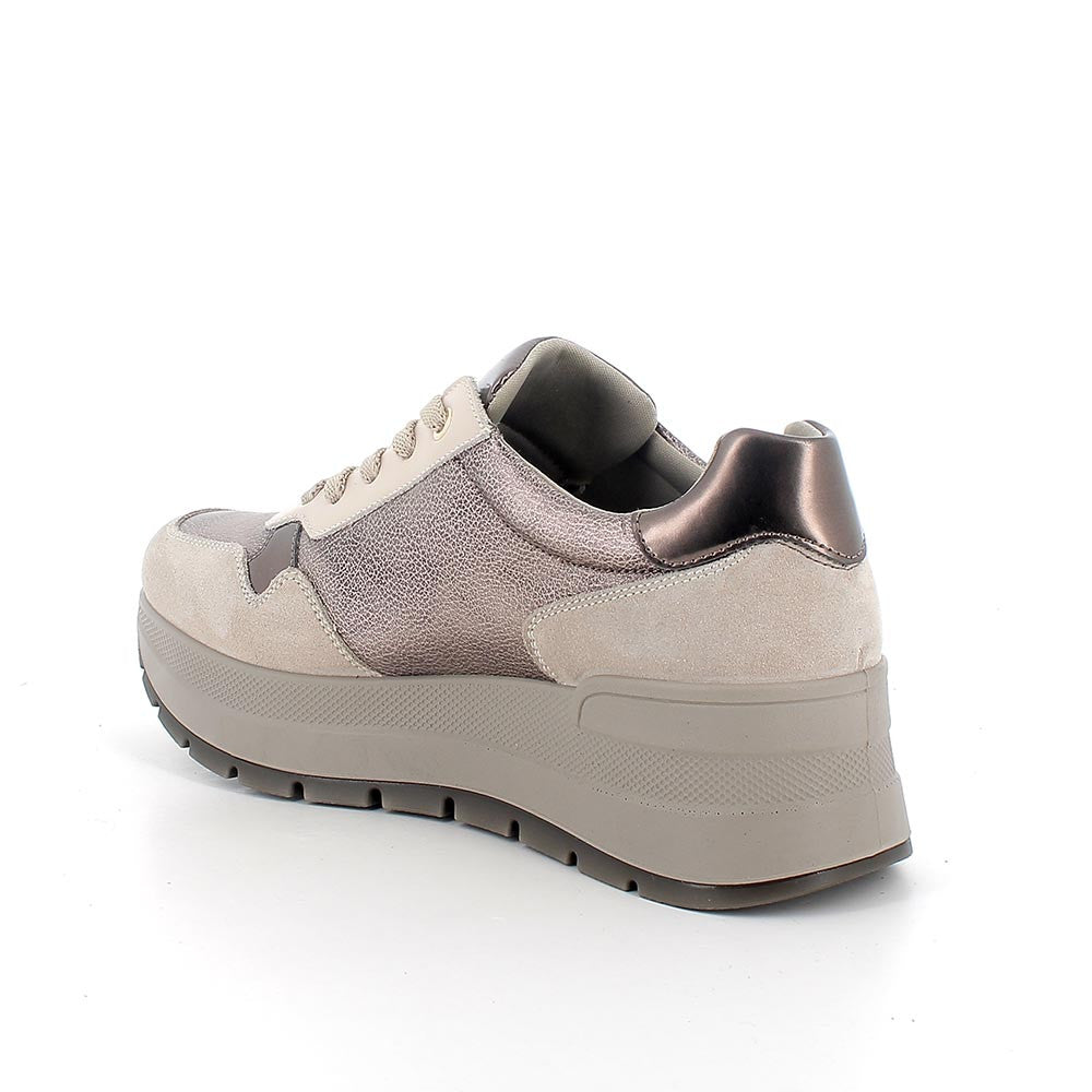 Igi&co Sneakers da donna con zeppa - beige e bronzo - Igi&co
