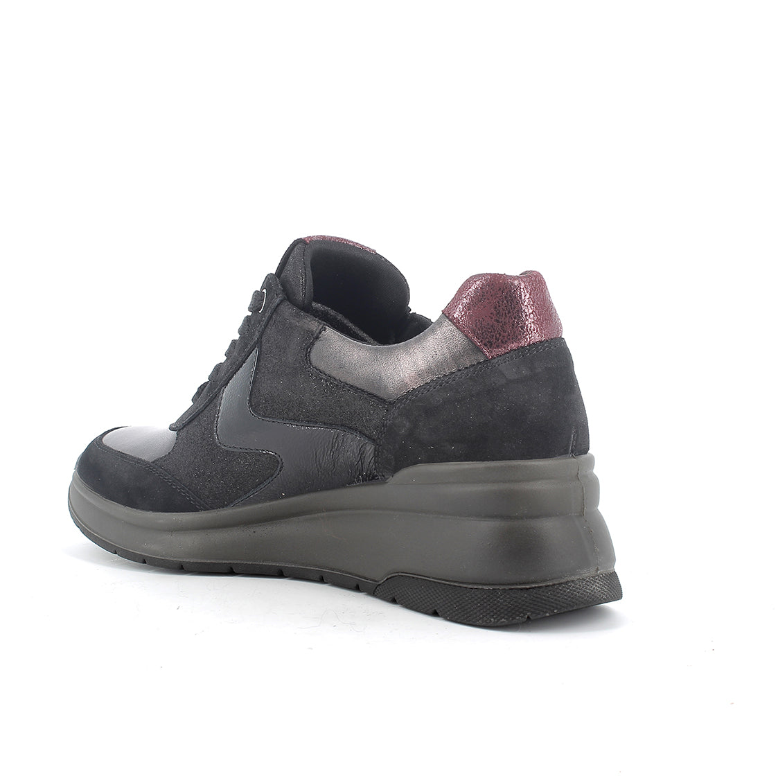 Igi&co Sneakers da donna zeppa con lacci e zip /Nero (memory foam) - Igi&co