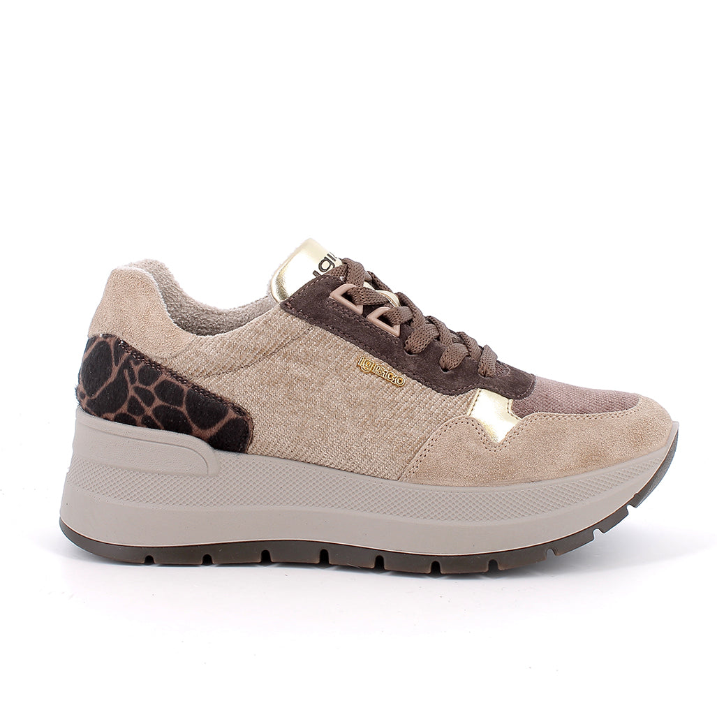 Igi&co Sneakers con zeppa da donna/Beige marrone leo - Igi&co