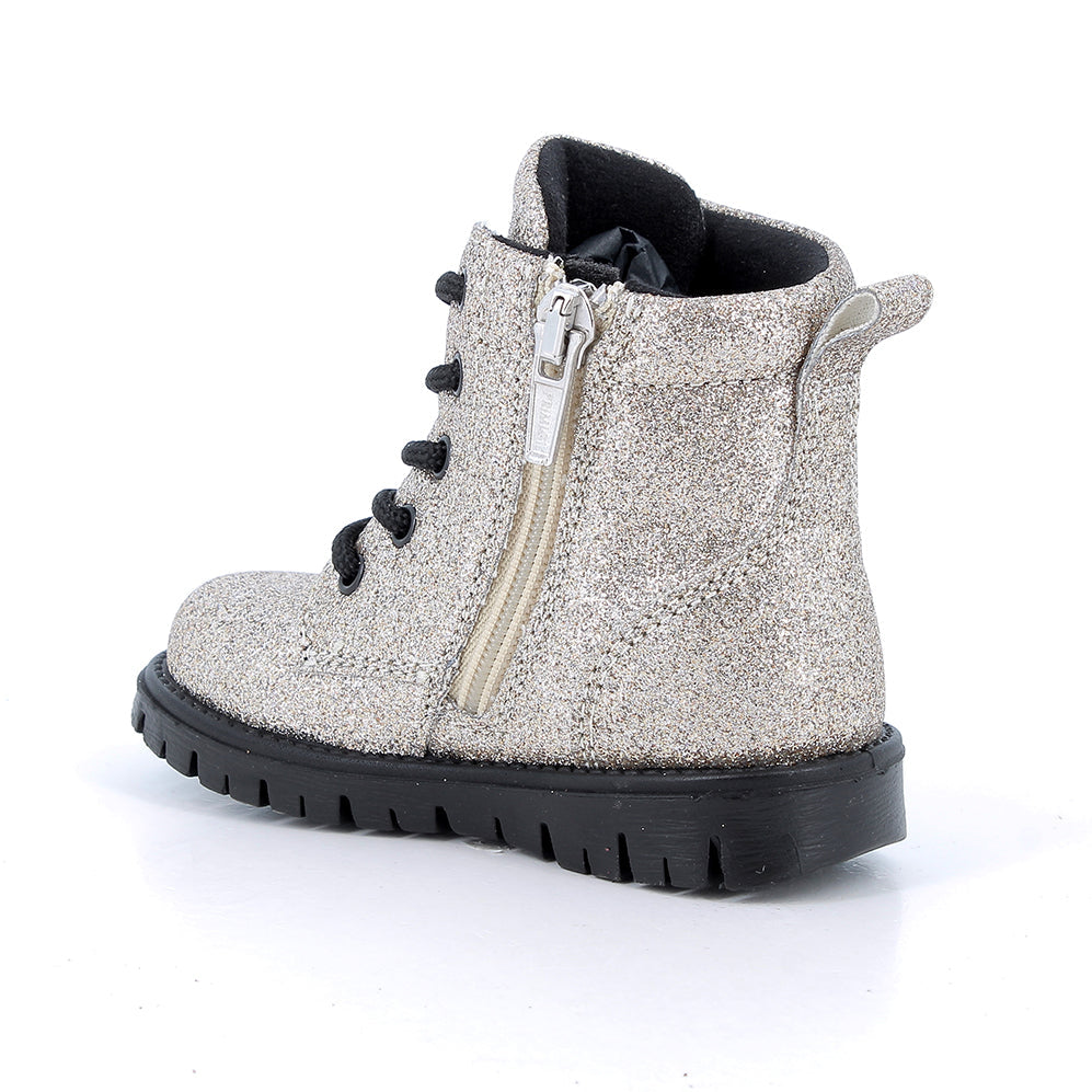 Primigi Stivaletto da bambina con lacci e zip /Platino beige glitter - Primigi