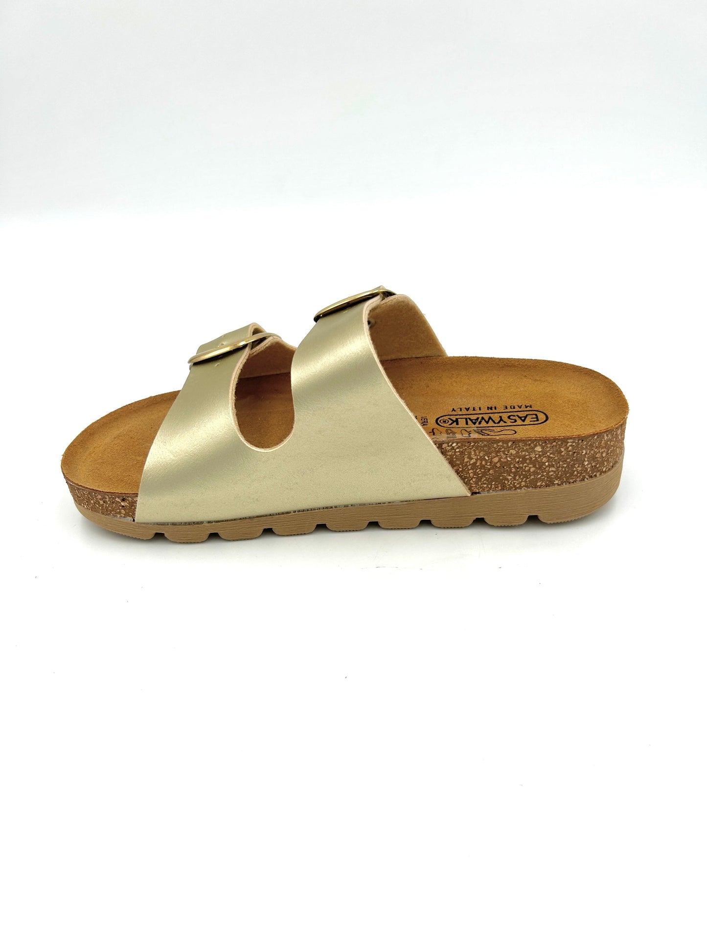 Easy walk Sandalo due fasce regolabile, Big buckle /Oro - Sebastiano Calzature