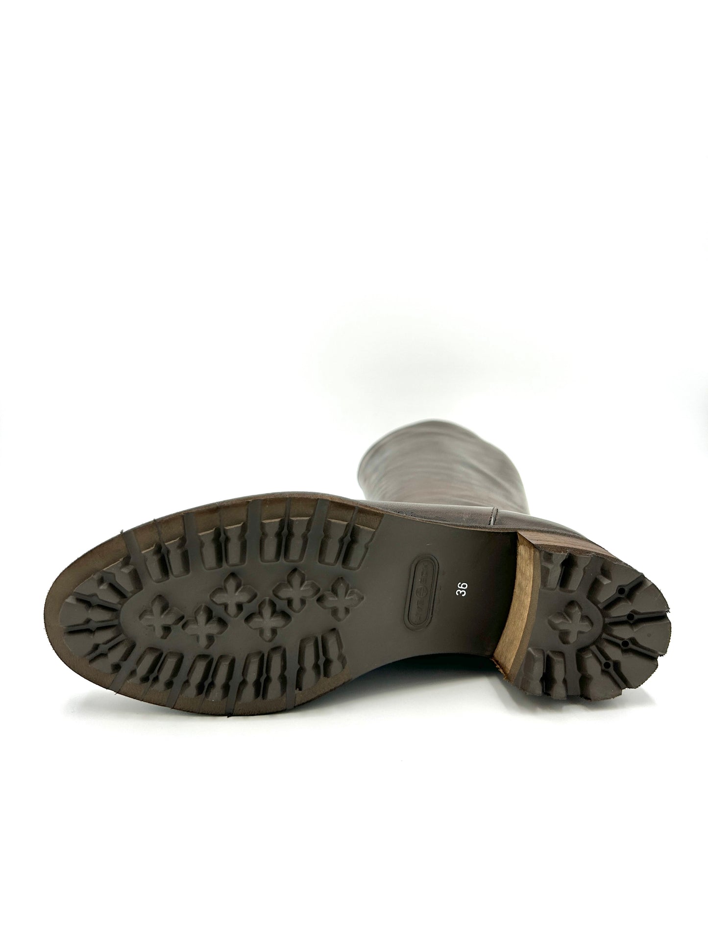 Calpierre Stivale alto elasticizzato con chiusura zip - in pelle marrone - Calpierre