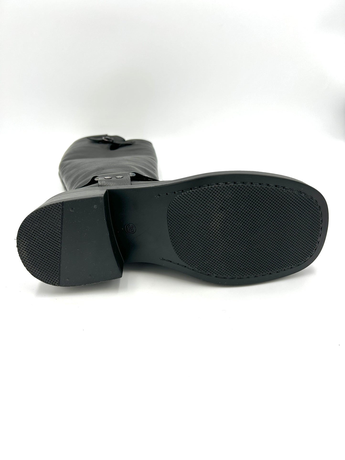 Chiara Formentini Stivale gambale alto punta quadrata - vera pelle nera - Chiara Formentini