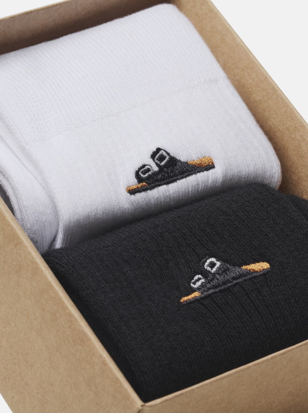 Birkenstock Box calzini unisex - Cotton ribbed socks 2 pair pack /white and black - Birkenstock