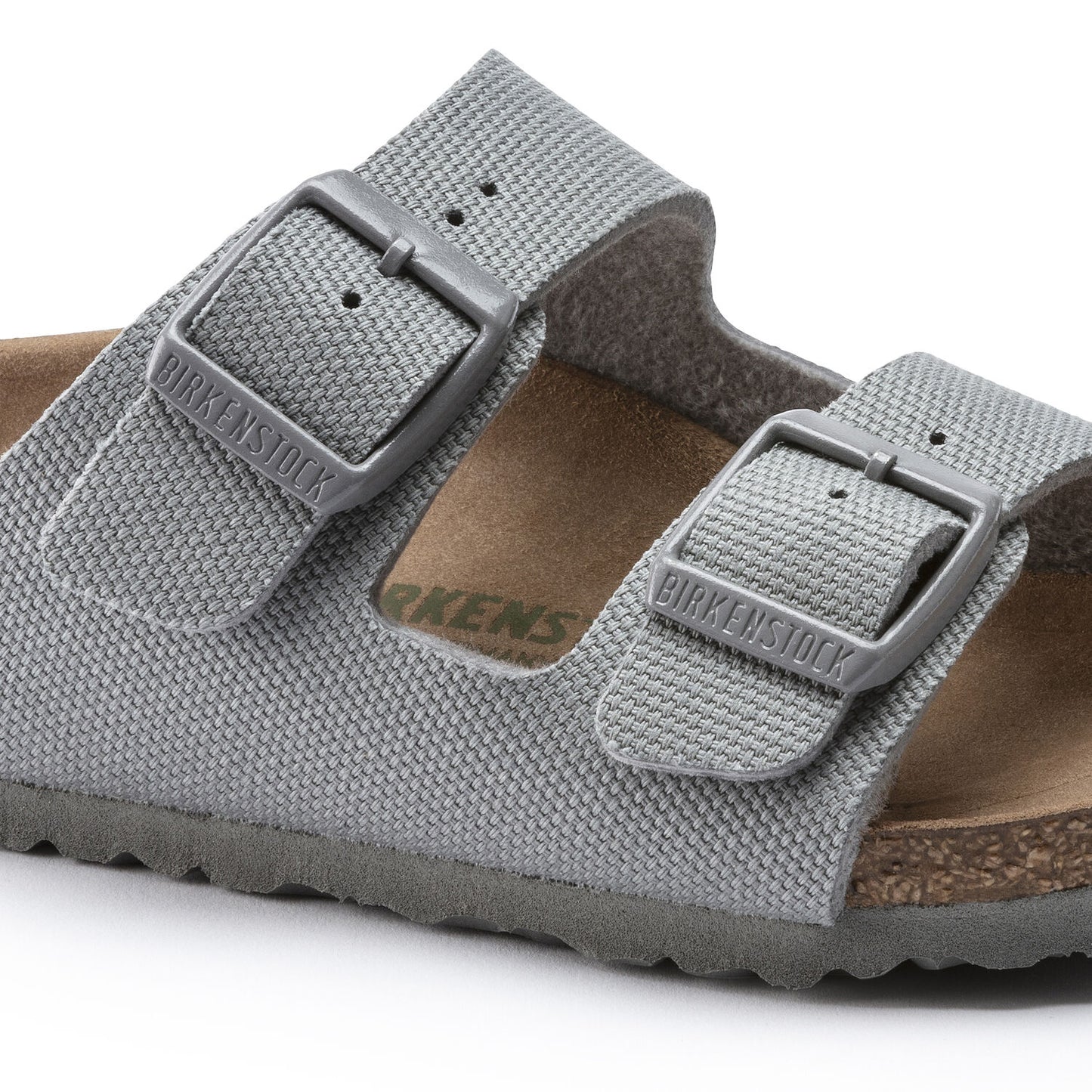 Birkenstock kids Arizona rivet logo Stone Coin - textile grey (vegan) - Birkenstock