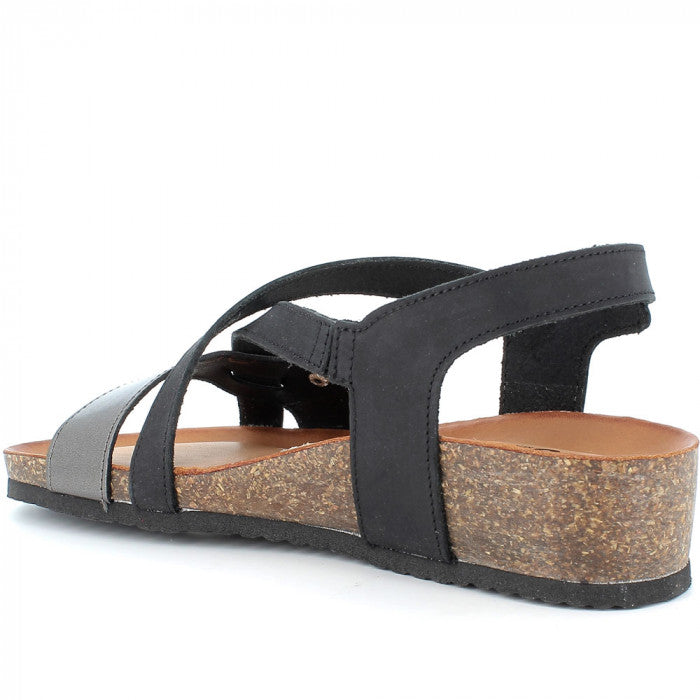 Igi&co Sandalo con zeppa laminata nero (sottopiede memory foam) - Igi&co