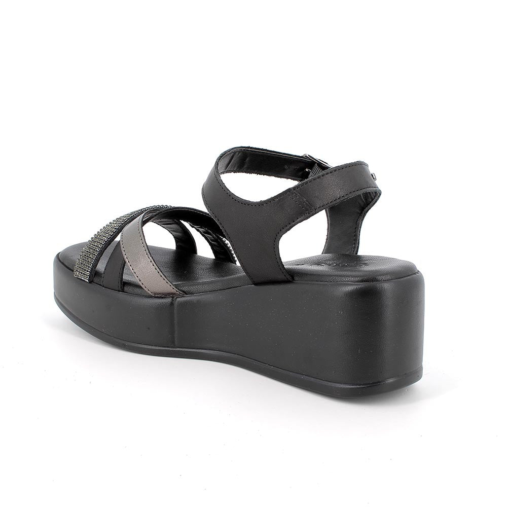 Igi&co Sandalo con zeppa in pelle e strass - nero - Igi&co