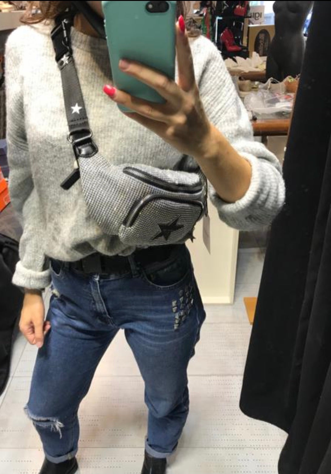 Marsupio shopart jeans brillantini - Shop Art