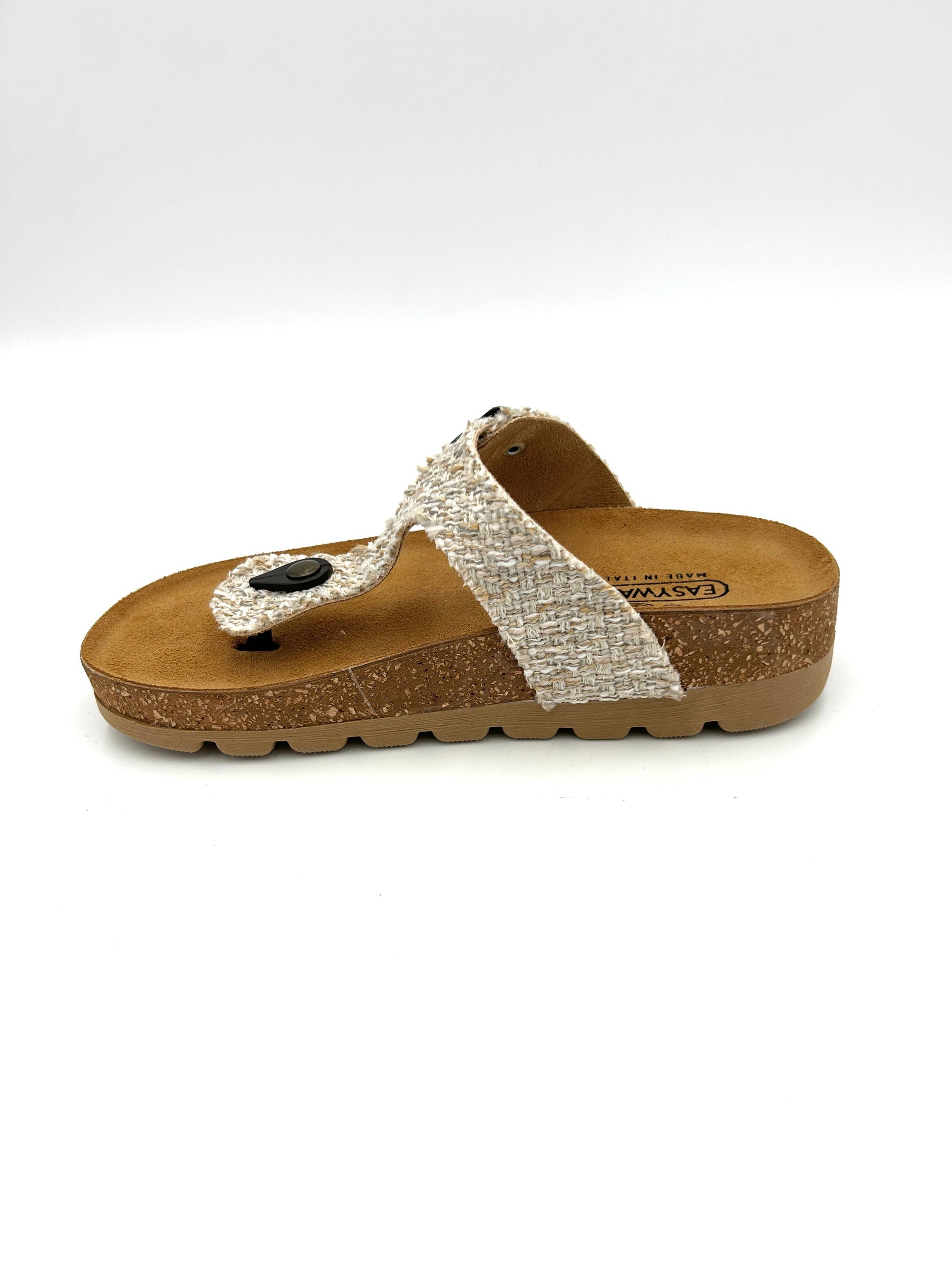 Easy walk Sandalo Platform infradito regolabile /Canva tweed tessuto beige - easy walk