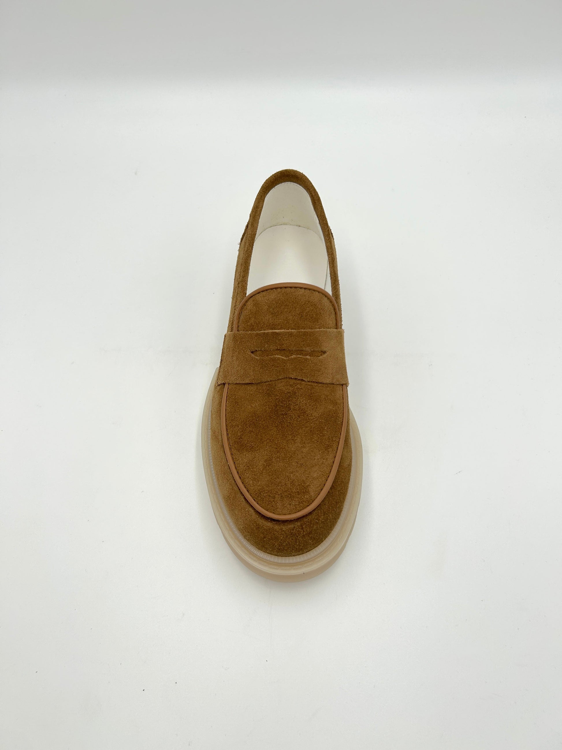 Made in italy Mocassino in pelle scamosciata - beige e marrone - Made in Italy