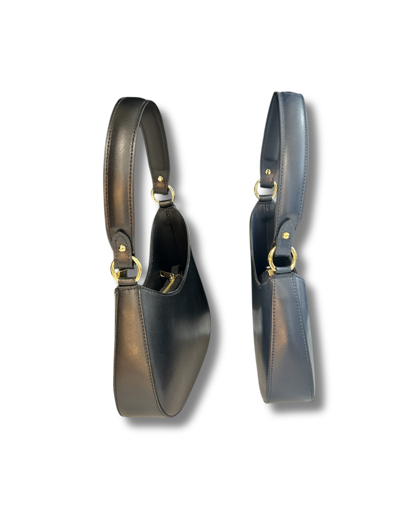 Borsa da Spalla con tracolla Made in Italy in Vera Pelle – Nero e Blu - Made In Italy