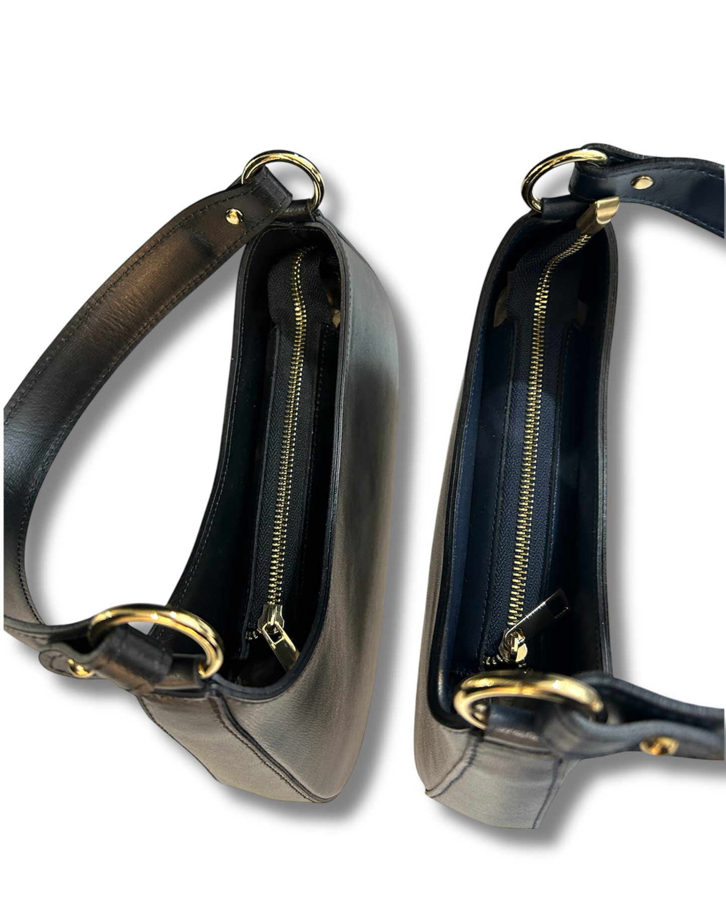 Borsa da Spalla con tracolla Made in Italy in Vera Pelle – Nero e Blu - Made In Italy