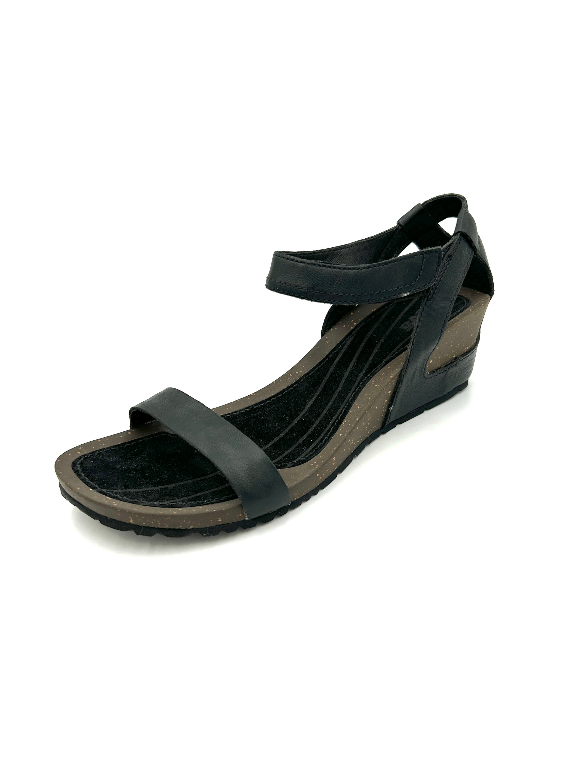 Teva Sandalo Cabrillo wedge in pelle con zeppa e cinturini regolabili - nero - Teva