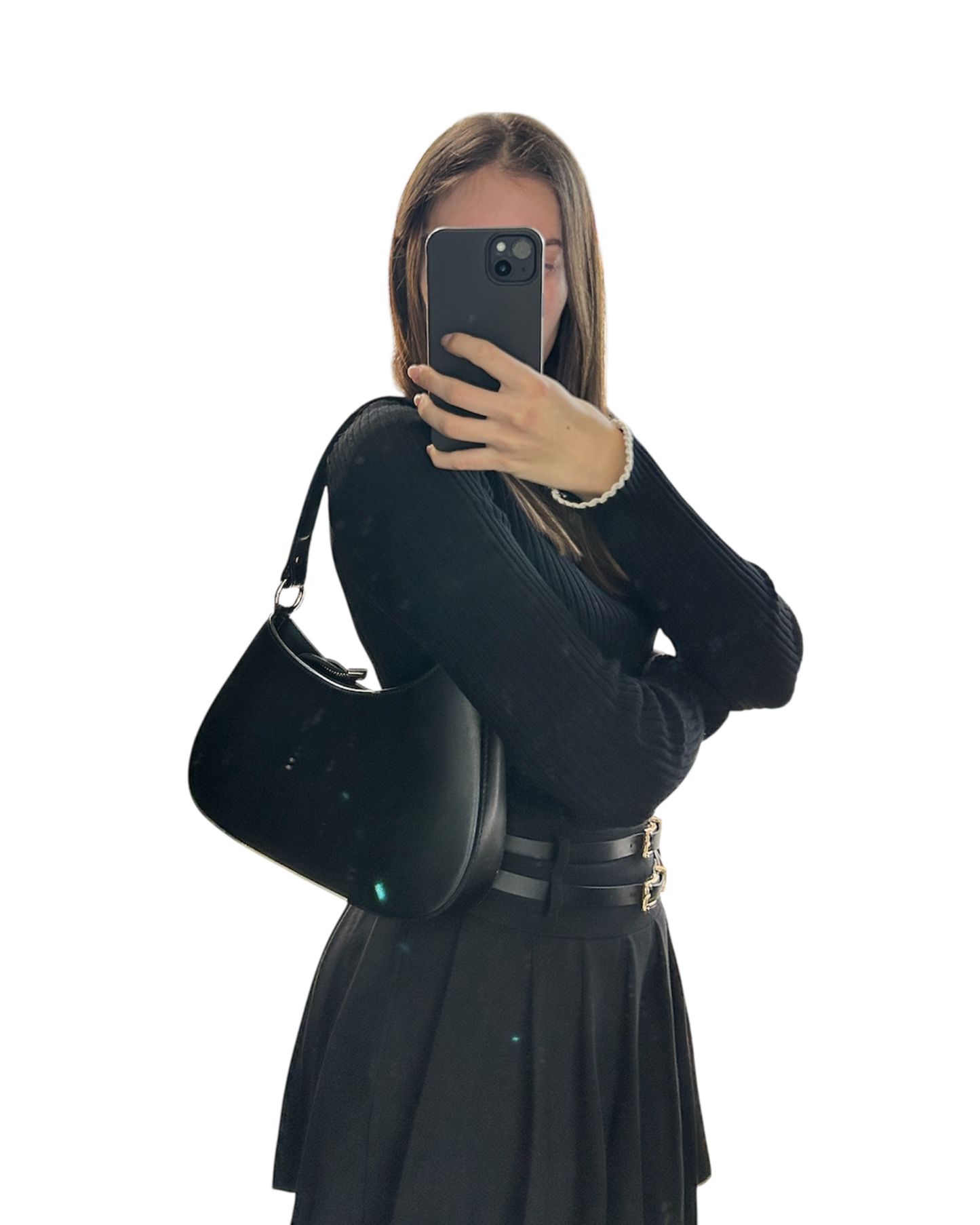 Borsa da Spalla con tracolla Made in Italy in Vera Pelle – Nero e Blu - Made In Italy