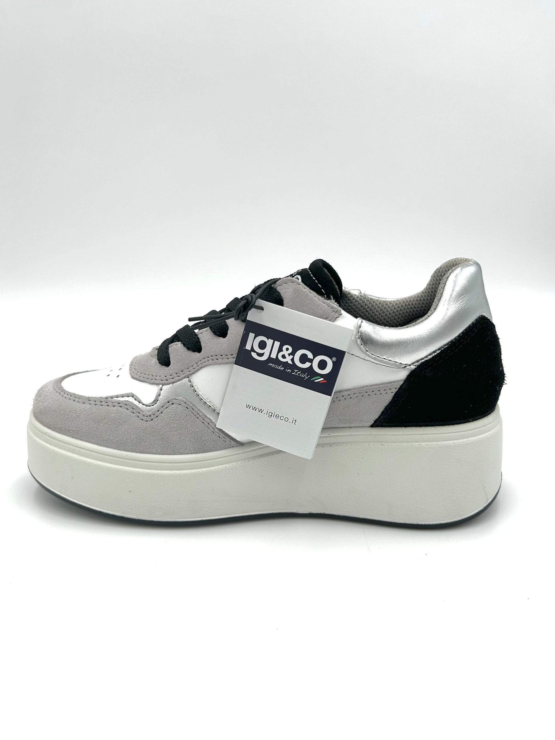 Igi&co Sneakers platform scamosciata in pelle - perla bianco grigio nero - Igi&co