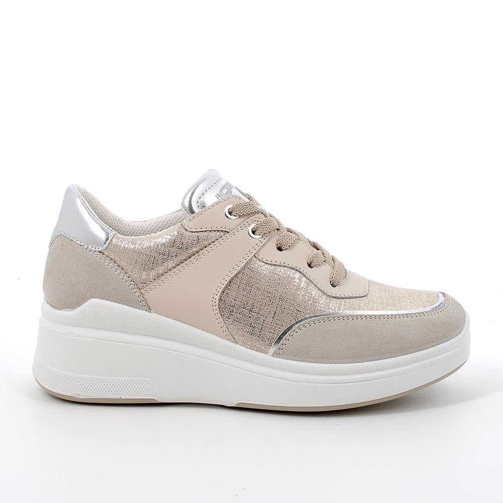 Igi&co Sneakers in pelle con zeppa - beige platino - Igi&co