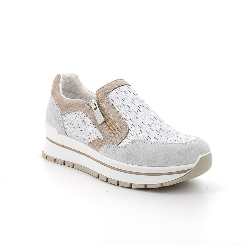 Igi&co Sneakers in pelle traspirante chiusura zip (memory foam) - argento cristal - Igi&co