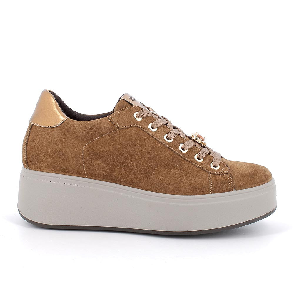 Igi&co Sneakers con zeppa in pelle da donna - cognac - Igi&co