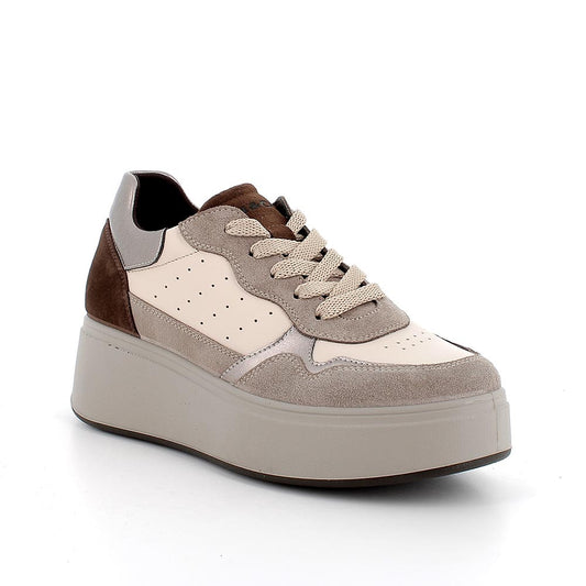 Igi&co Sneaker con zeppa platform in pelle - marrone marmotta - Igi&co