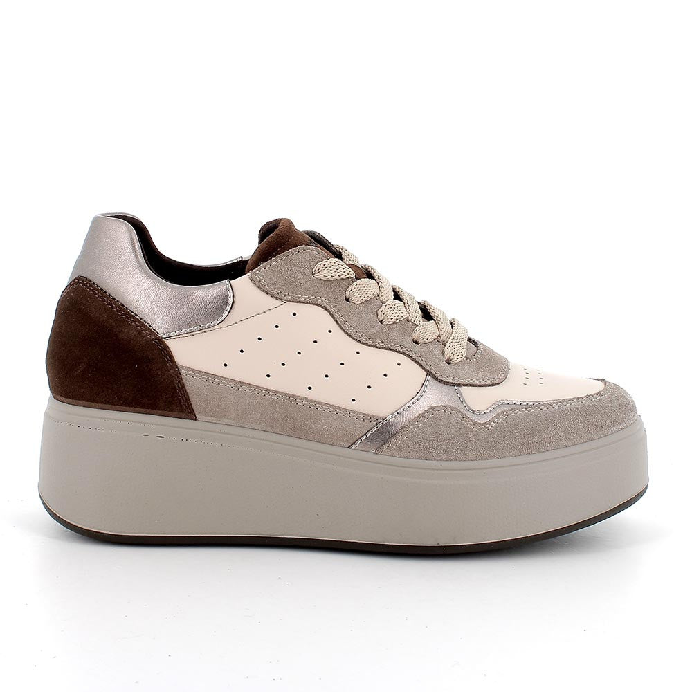 Igi&co Sneaker con zeppa platform in pelle - marrone marmotta - Igi&co