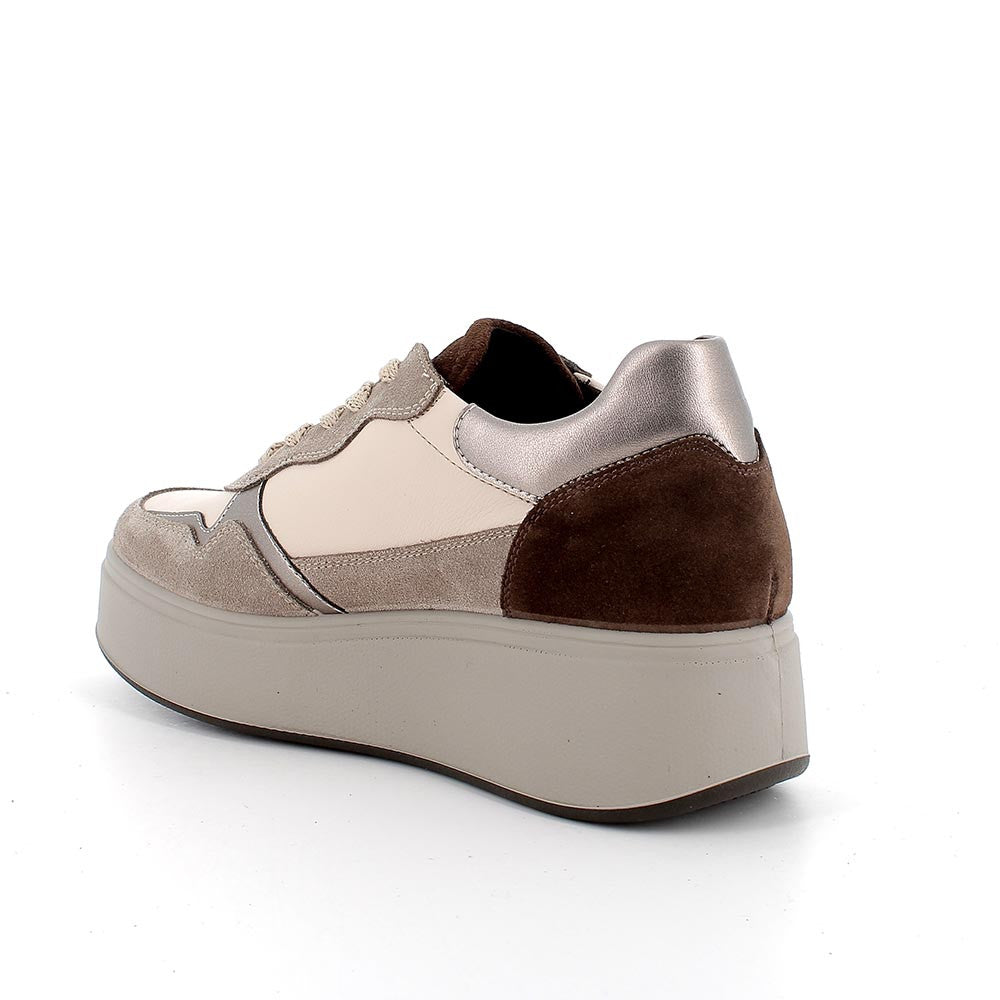 Igi&co Sneaker con zeppa platform in pelle - marrone marmotta - Igi&co