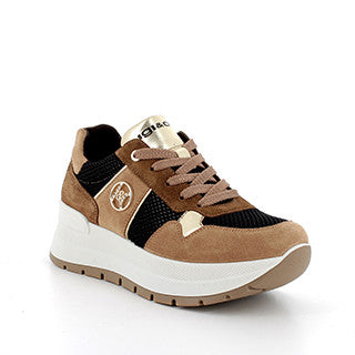 Igi&co Sneakers donna con zeppa - caramel e nero - Igi&co