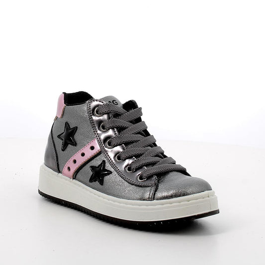 Primigi Sneakers bambina chiusura zip e lacci - grigio e rosa - Primigi