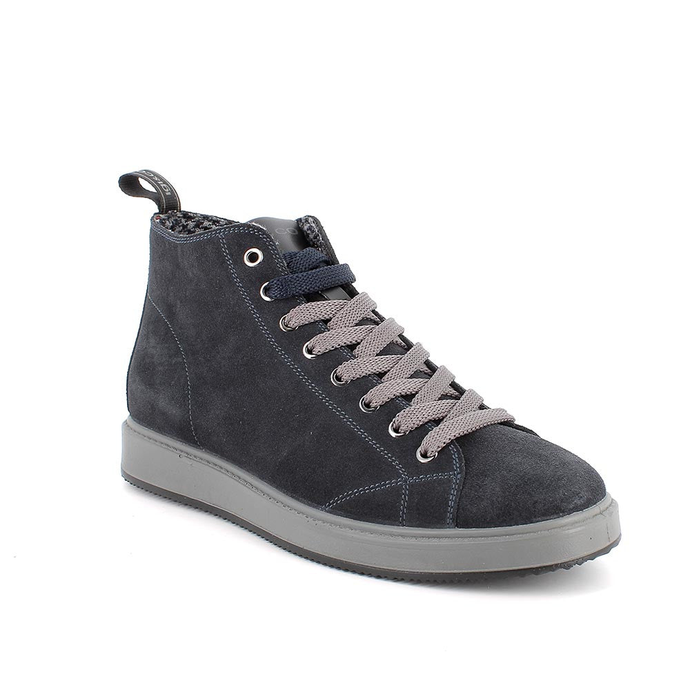 Igi&co Sneakers Polacchine con lacci da uomo - in pelle blu - Igi&co