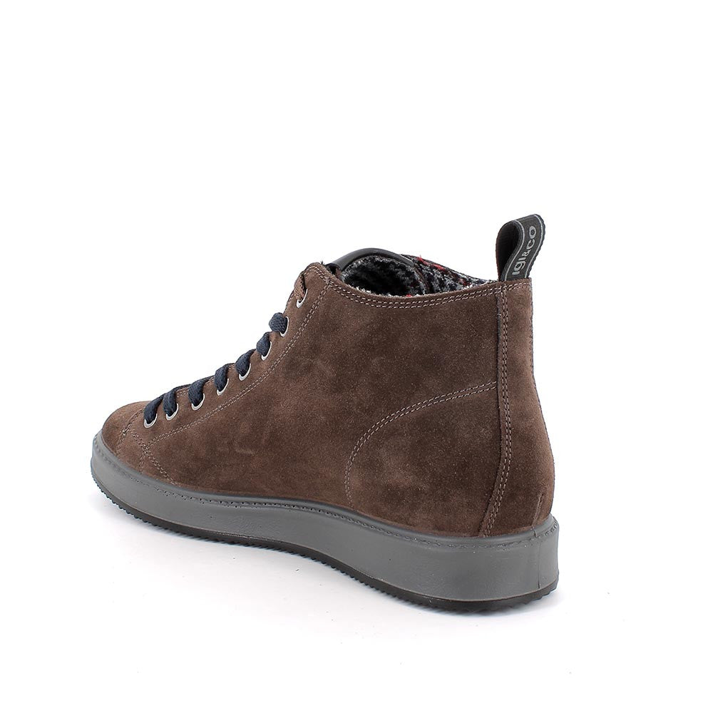 Igi&co Sneakers alta Polacchine con lacci da uomo - in pelle marrone - Igi&co