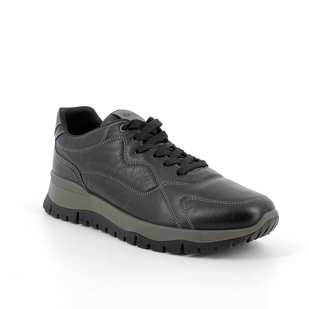 Igi&co Sneakers in pelle con lacci - nera (memory foam) - Igi&co