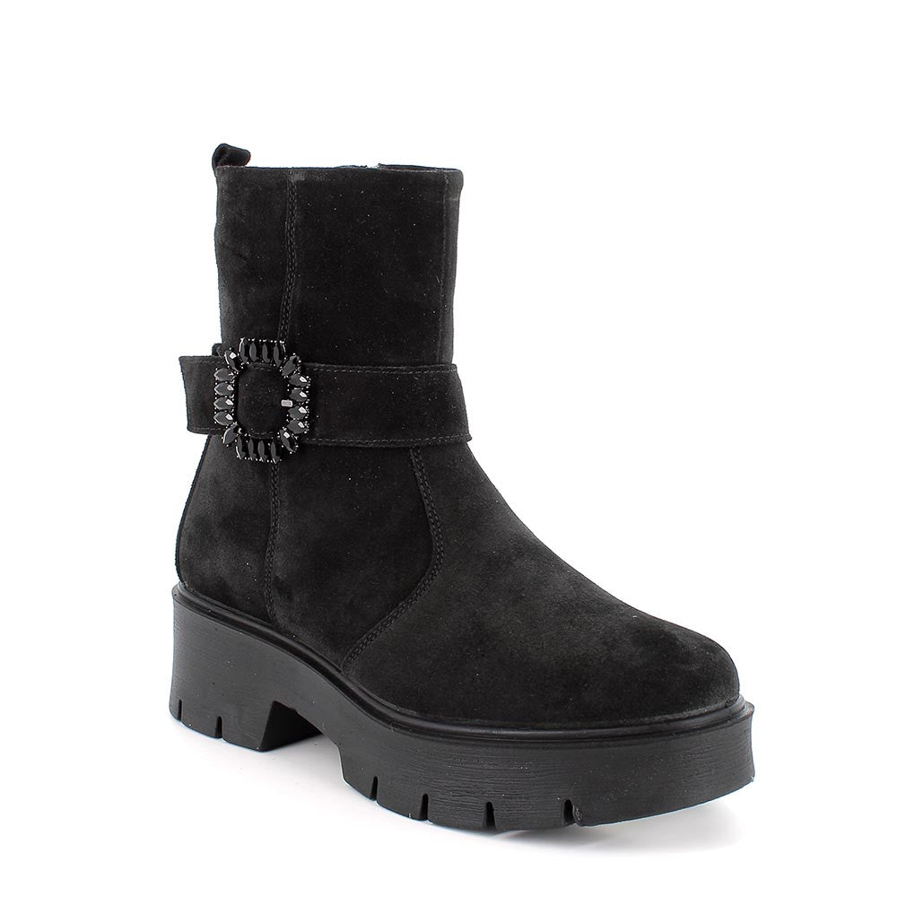 Igi&co Stivaletto nero con zip e fibbia gioiello - Igi&co