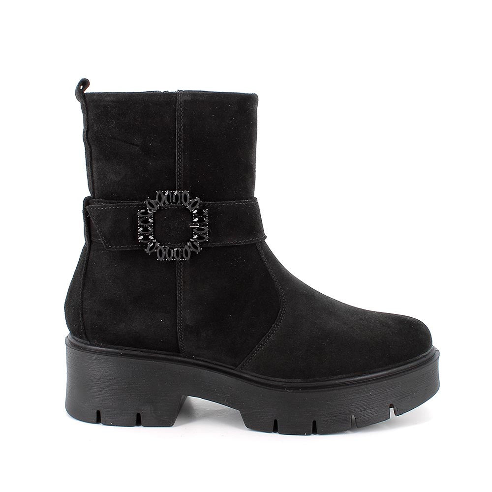 Igi&co Stivaletto nero con zip e fibbia gioiello - Igi&co