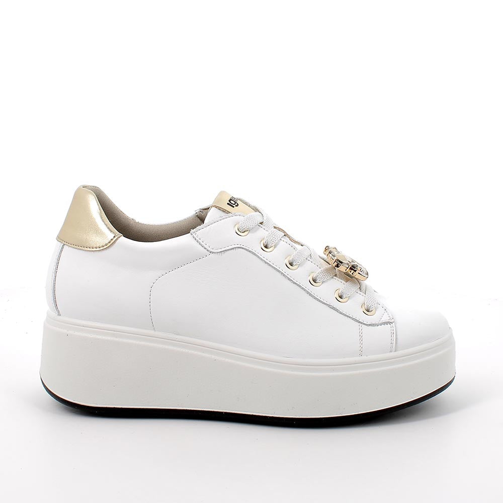 Igi&co Sneakers in pelle bianca con gioiello rimovibile - Igi&co