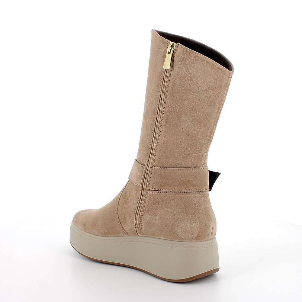 Igi&co Stivale con zeppa da donna scamosciato con fibbia gioiello - beige - Igi&co