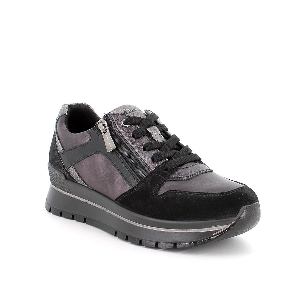 Igi&co Sneakers da donna nera con zip (memory foam) - Igi&co
