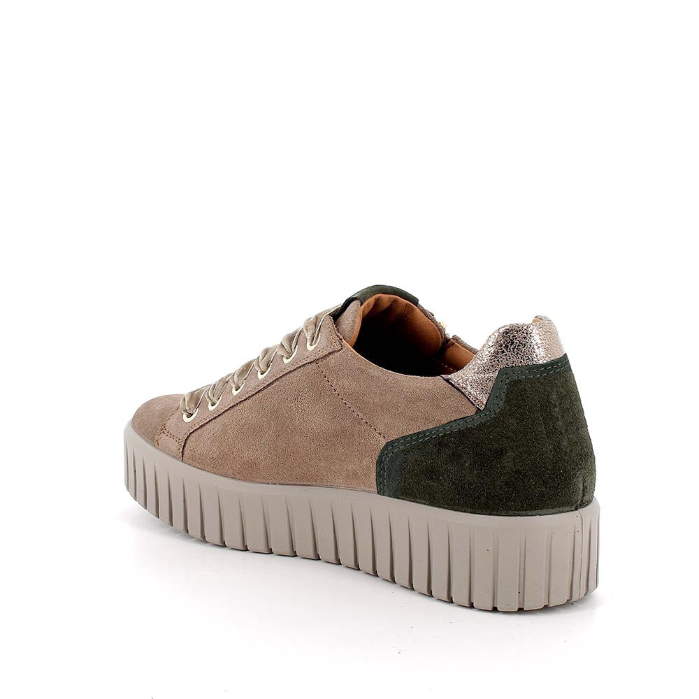 Igi&co Sneakers scamosciata da donna con zip - beige e verde - Sebastiano Calzature