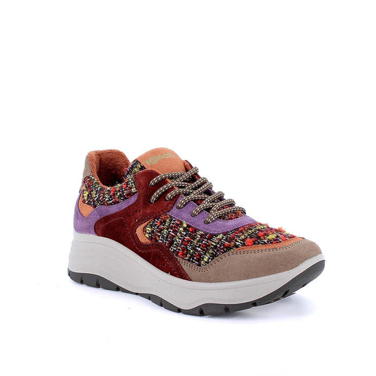 Igi&co Sneakers Tweed donna con lacci - bordeaux e viola (memory foam) - Igi&co