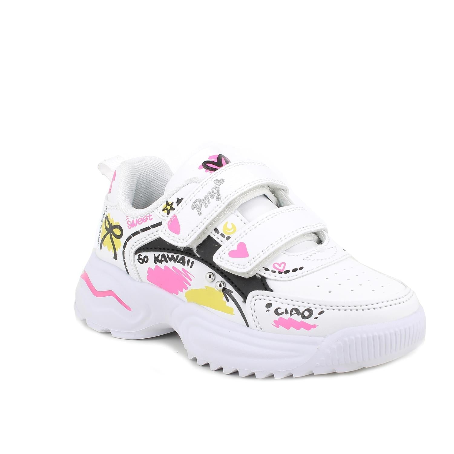 Primigi Sneakers da bambina bianca con scritte - chiusura strap - Primigi