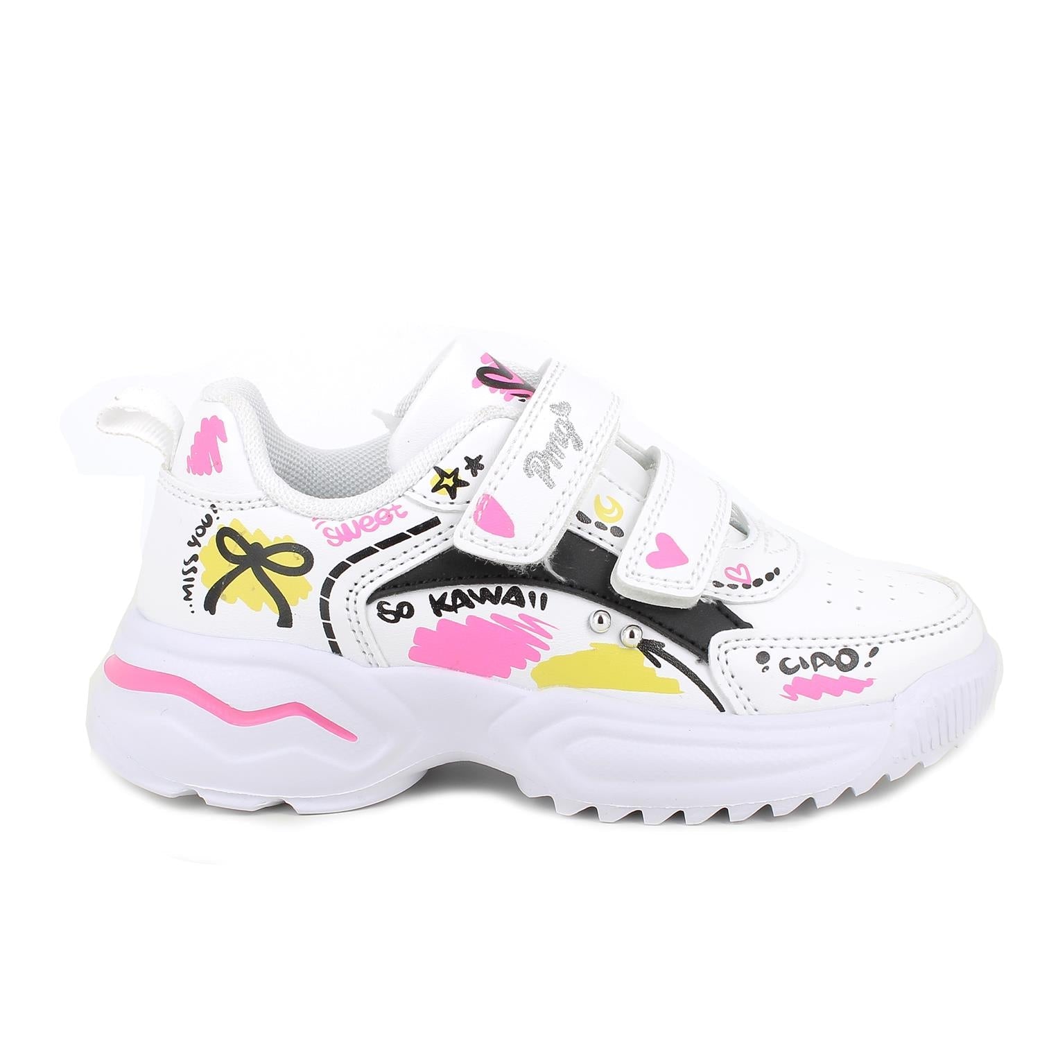 Primigi Sneakers da bambina bianca con scritte - chiusura strap - Primigi