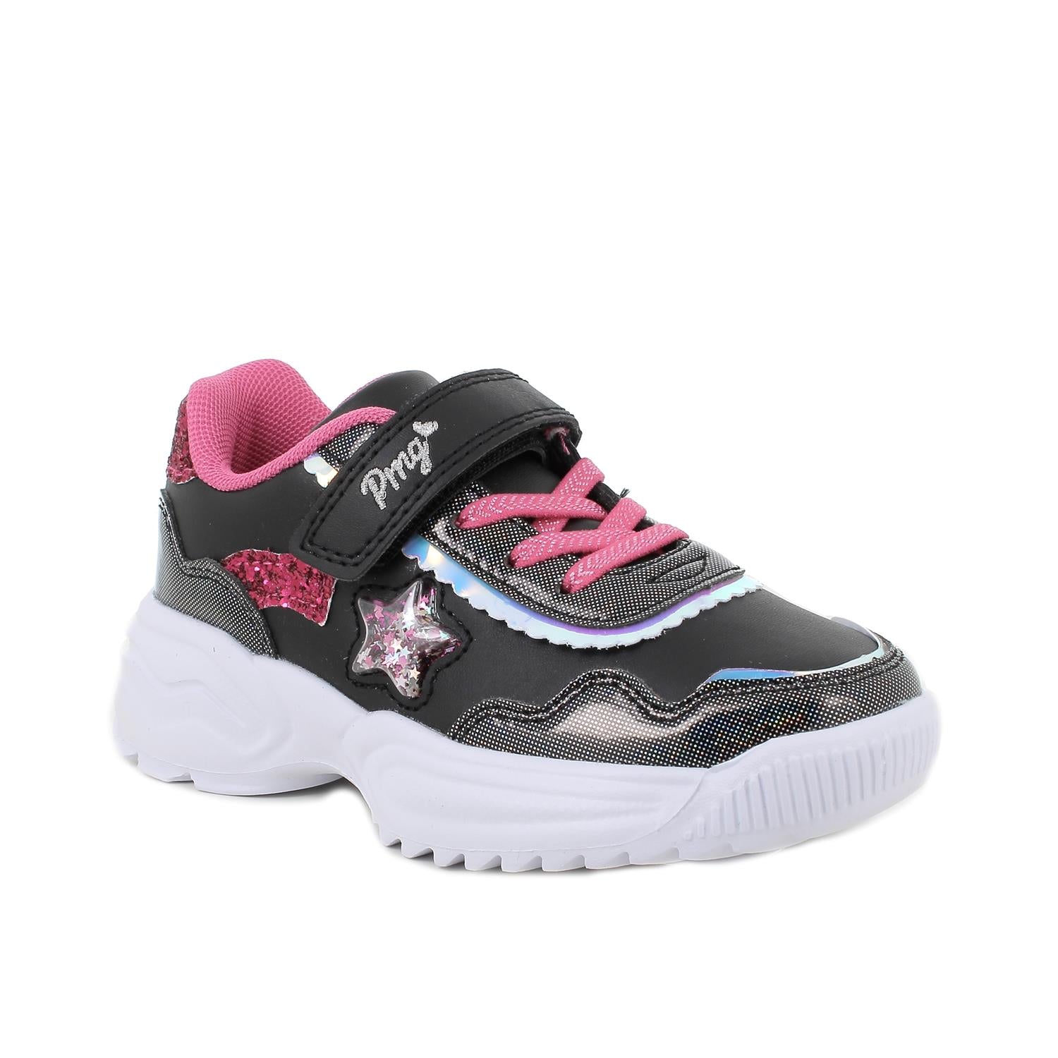 Primigi Sneakers da bambina nera con glitter - chiusura strap - Primigi