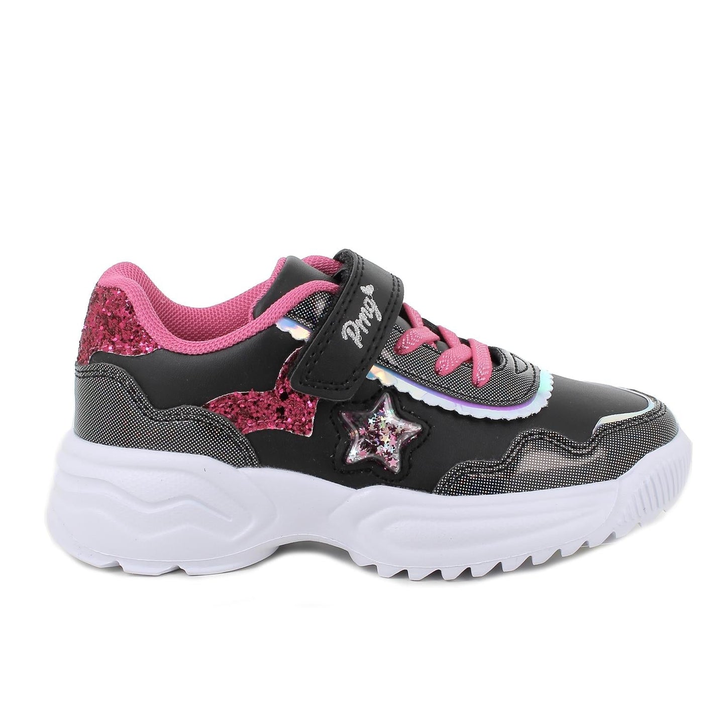 Primigi Sneakers da bambina nera con glitter - chiusura strap - Primigi