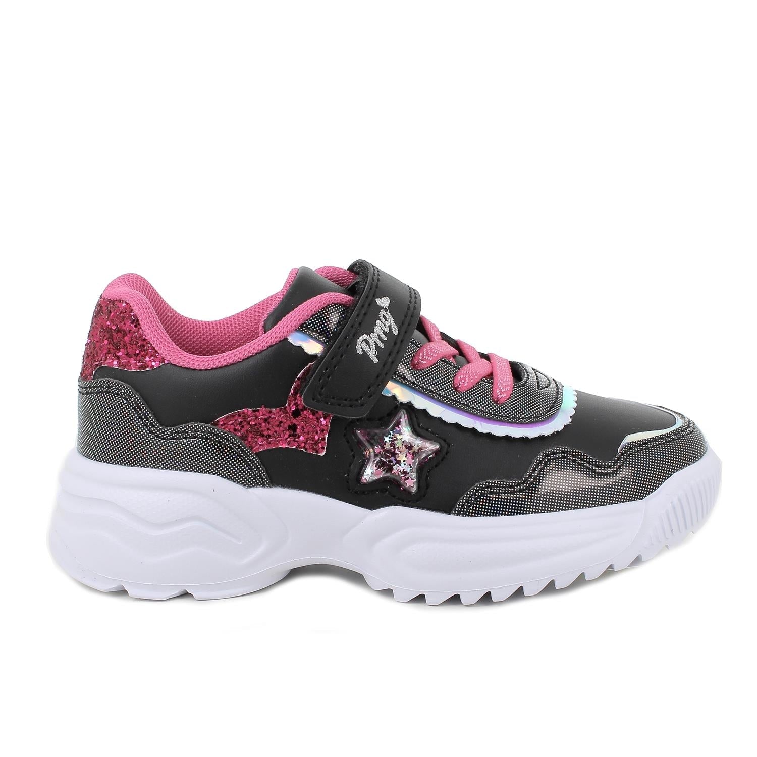 Primigi Sneakers da bambina nera con glitter - chiusura strap - Primigi