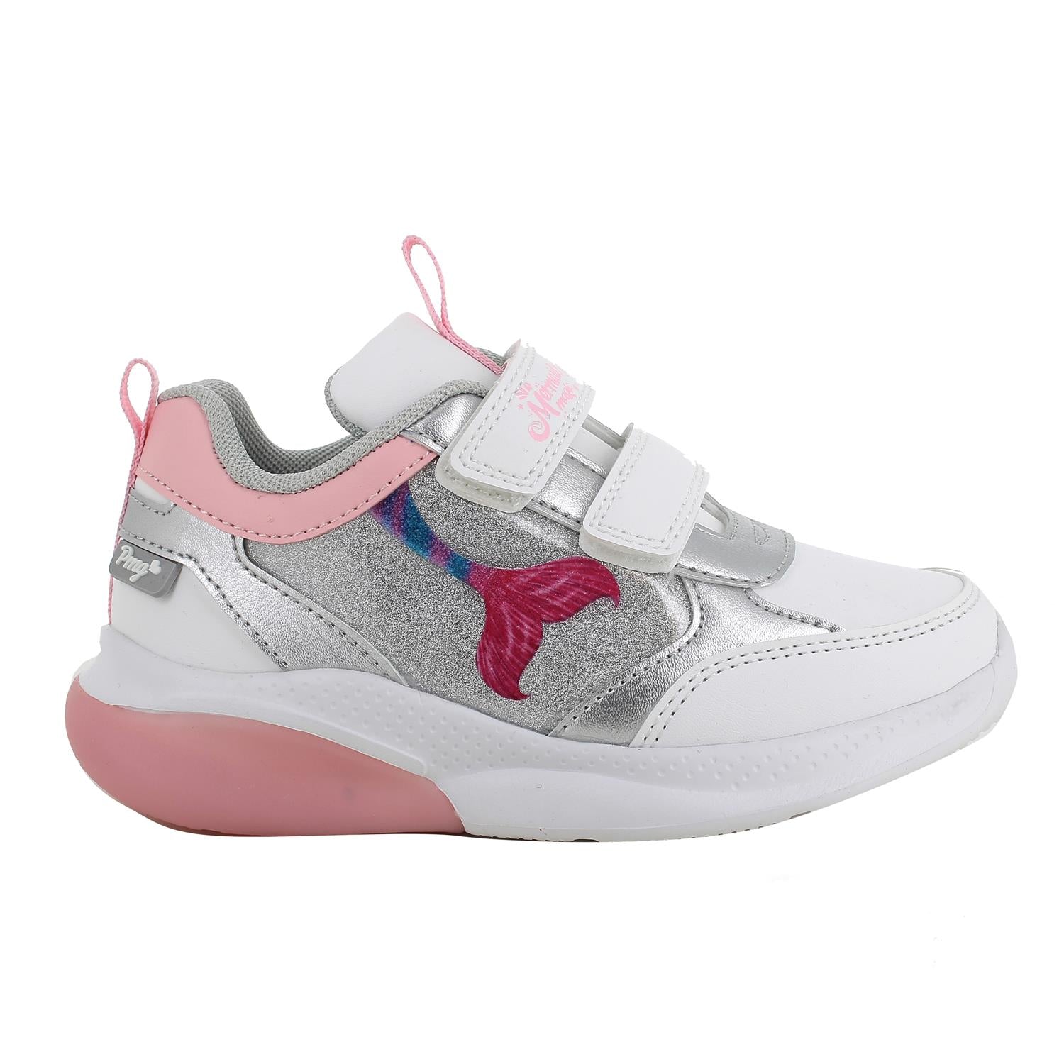 Primigi Sneakers bianca e argento Mermaid Magic - chiusura a strappo (con luci) - Primigi